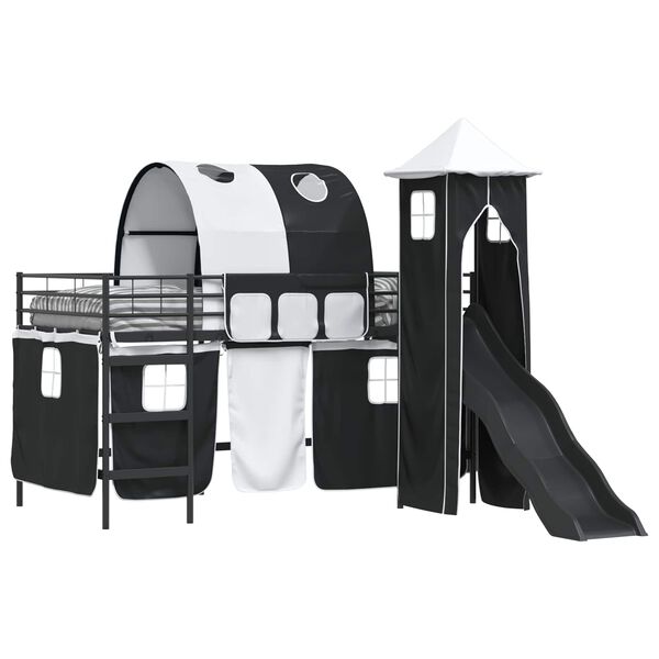 vidaXL Loftbed voor Kids Zwart 79,5 x 200 cm Metaal