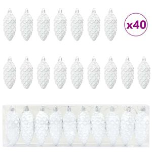 vidaXL Kerstdennenappeltje 40 st Wit 4 x 9 cm Kunststof