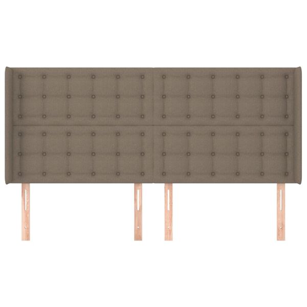 vidaXL Hoofdbord met randen 183x16x118/128 cm stof taupe