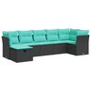 vidaXL 7-delige Loungeset met kussens poly rattan zwart