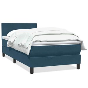 vidaXL Boxspring met matras fluweel donkerblauw 80x210 cm