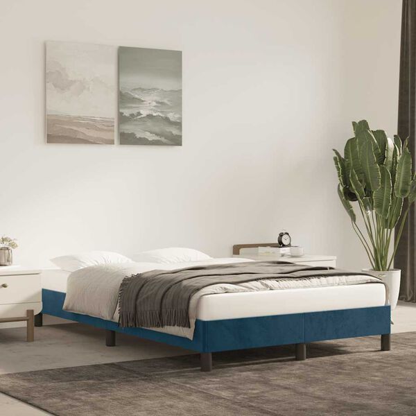 vidaXL Bedframe zonder matras 120x200 cm fluweel donkerblauw