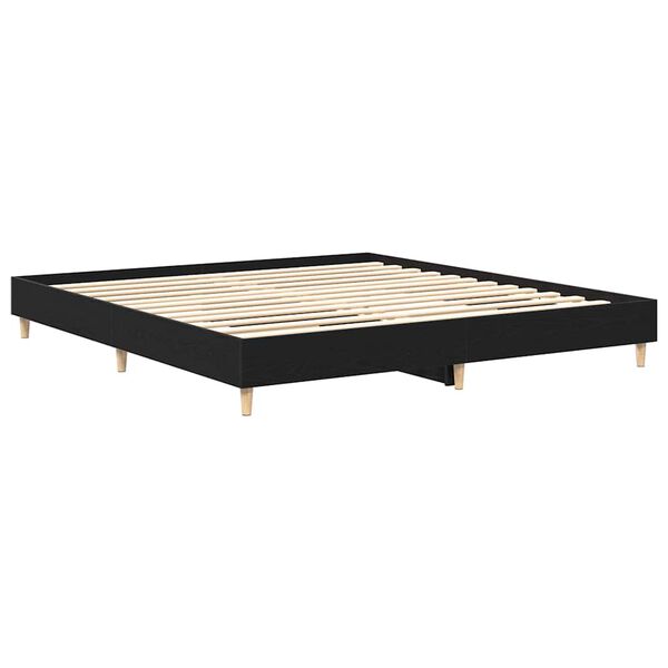 vidaXL Bedframe Zwart eiken 200 x 200 cm Bewerkt hout