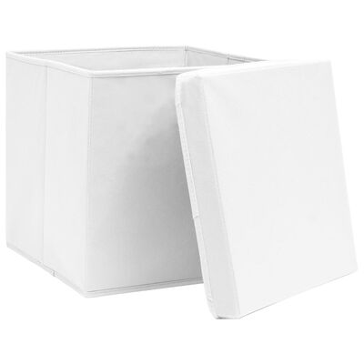 vidaXL Opbergboxen met deksel 4 st 28x28x28 cm wit