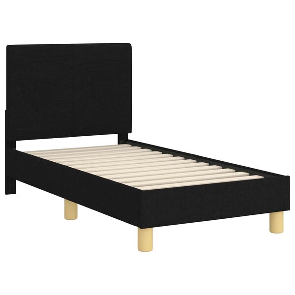 vidaXL Peuterbedframe met hoofdbord Zwart 70 x 140 cm Stof