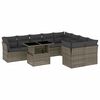 vidaXL 10-delige Loungeset met kussens poly rattan grijs
