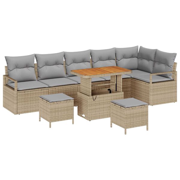 vidaXL Tuin Sofa Set met kussen met opslag 9 pcs Beige en Licht Grijs