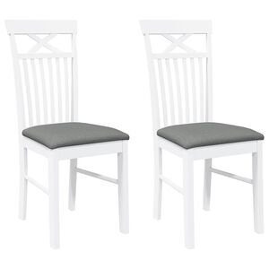 vidaXL Eetkamerstoelen met kussens 2 st massief hout rubber wit