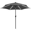 vidaXL Parasol met LED-verlichting en aluminium paal 300 cm antraciet