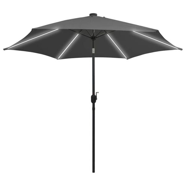 vidaXL Parasol met LED-verlichting en aluminium paal 300 cm antraciet