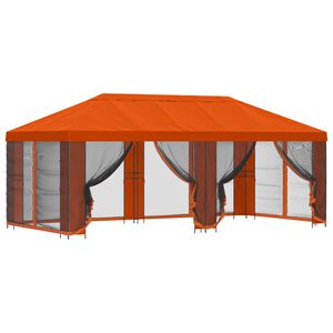 vidaXL Tuin Gazebo met Zijwanden 6 x 3 m Oranje Polyester en staal