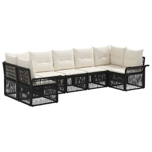 vidaXL Tuinbankenset 7 st 7-Aantal zitplaatsen Zwart poly rattan