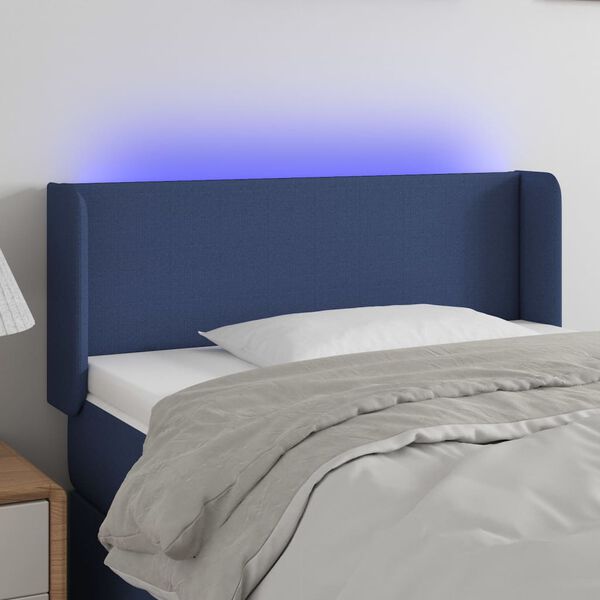 vidaXL Hoofdbord LED 93x16x78/88 cm stof blauw