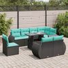 vidaXL 9-delige Loungeset met kussens poly rattan acacia zwart