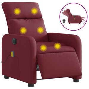 vidaXL Massagestoel elektrisch verstelbaar stof wijnrood