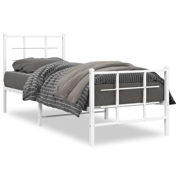 vidaXL Bedframe met hoofd- en voeteneinde metaal wit 80x200 cm
