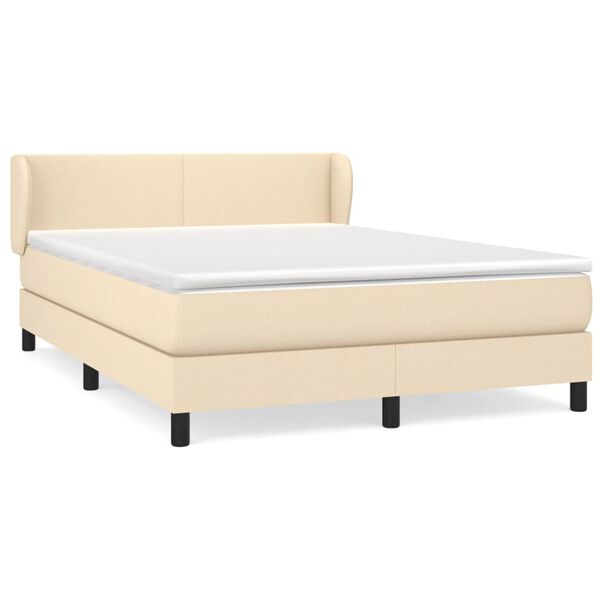 vidaXL Boxspring met matras stof cr&egrave;mekleurig 140x190 cm