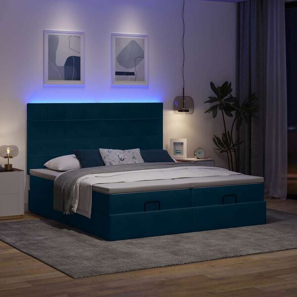 vidaXL Ottoman bed met matrassen en LED's 160x200cm fluweel