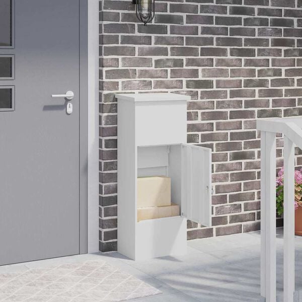 vidaXL Pakket inwerp box Wit 44.5 x 29 x 110.5 cm Staal