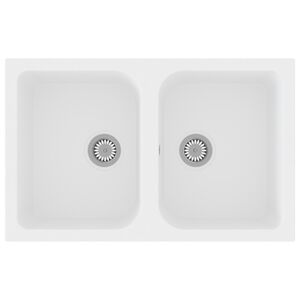 vidaXL Keukenwasbak Kwarts en hars 76 x 48 x 30 cm Wit