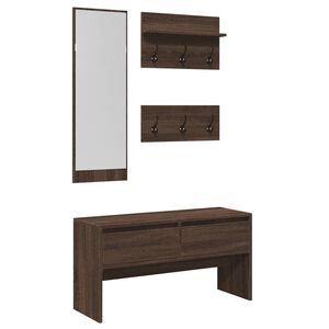 vidaXL 4-delige Garderobe set bewerkt hout bruin eikenkleurig