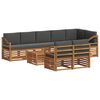 vidaXL Sofa-Sets 9 pcs Natuurlijk en Antraciet Massief Acaciahout