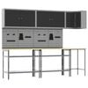 vidaXL Werkkast set met plank met opslag 10 pcs Zwart en Grijs