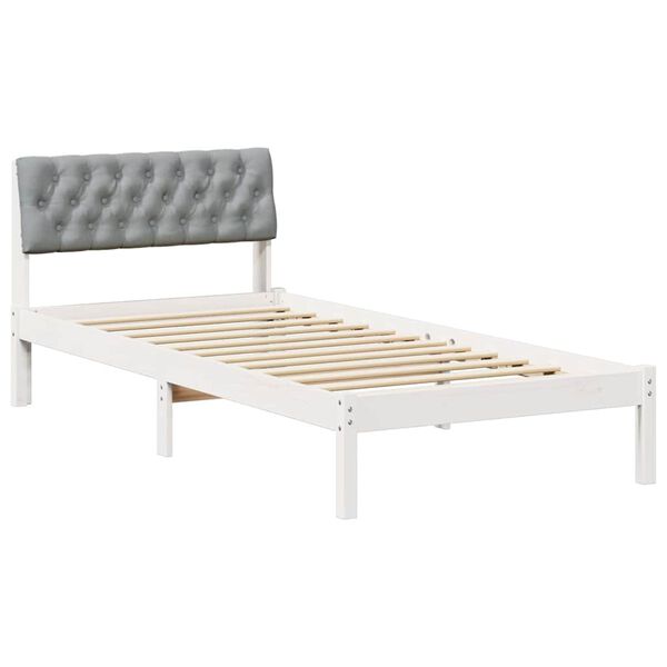 vidaXL Bedframe Wit en lichtgrijs 90 x 200 cm Massief grenenhout