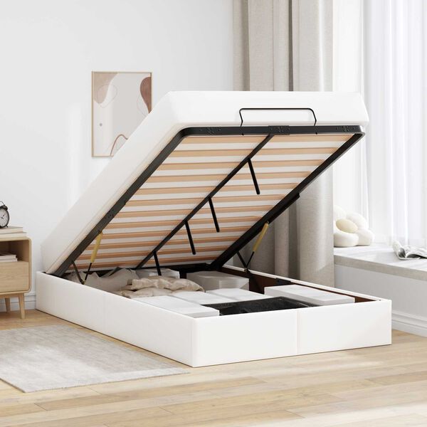 vidaXL Bedframe met matras met matras 2 pcs Wit PVC