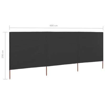 vidaXL Windscherm 3-panelen 400x160 cm stof antraciet