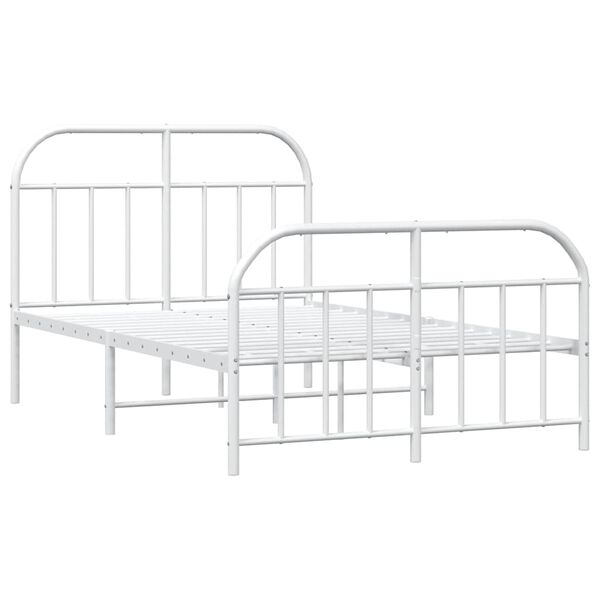 vidaXL Bedframe met hoofd- en voeteneinde metaal wit 120x200 cm