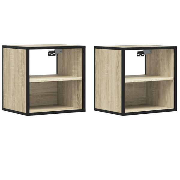 vidaXL Nachtkastjes 2 st wandgemonteerd 40x31x39,5cm sonoma eikenkleur