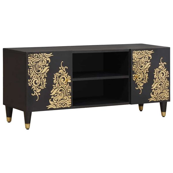 vidaXL TV-kast met plank Zwart 105 x 33 x 46 cm Massief Mango Hout