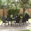 vidaXL Tuin Eetset 7 pcs Zwarte koffie Poly riet