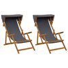 vidaXL Ligstoel 2 pcs 3 Positie massief eucalyptushout Grijs