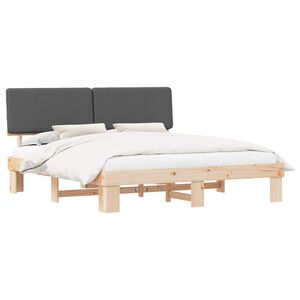 vidaXL Bedframe met Gevoerd Hoofdgedeelte Donkergrijs 180 x 200 cm