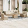 vidaXL 9-delige Loungeset met kussens poly rattan beige