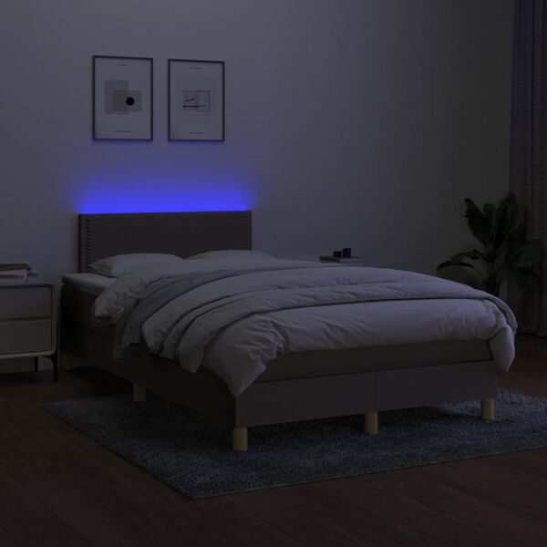 vidaXL Boxspring met matras en LED stof taupe 120x190 cm