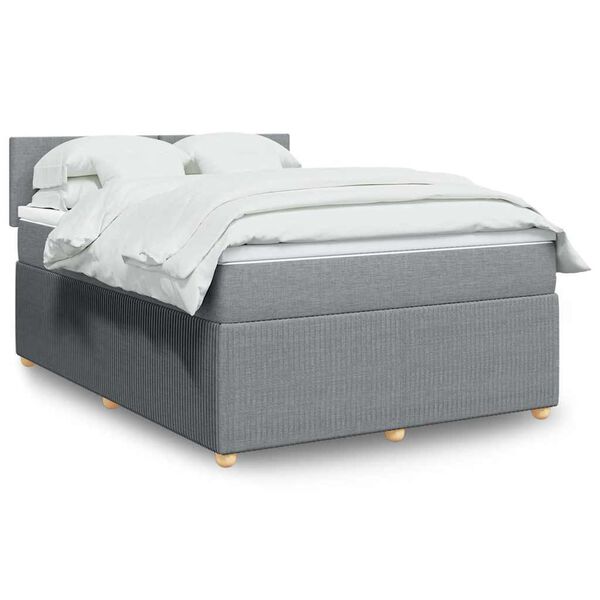 vidaXL Boxspring met matras stof lichtgrijs 140x190 cm