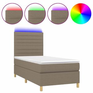 vidaXL Boxspring met matras en LED stof taupe 80x200 cm