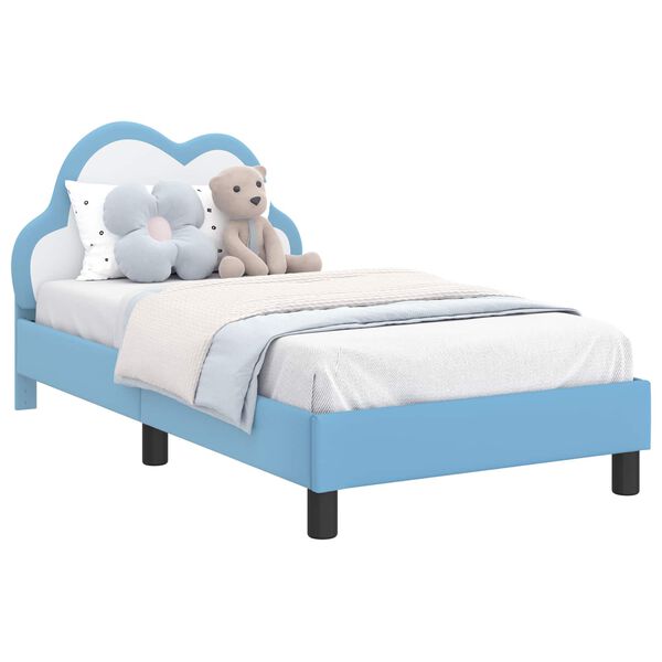 vidaXL Bedframe voor kinderen met hoofdbord Blauw 80 x 160 cm PU
