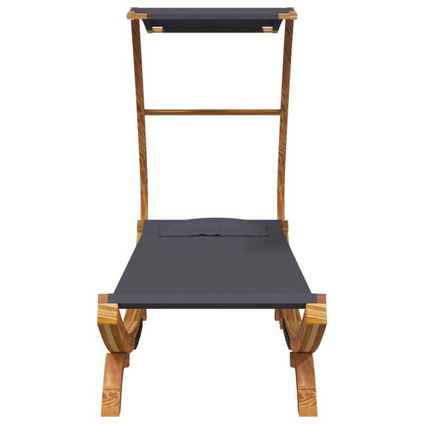 vidaXL Loungebed met luifel 100x190x134 cm gebogen hout antracietkleur