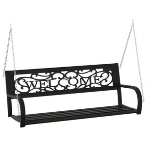 vidaXL Schommelbank 125 cm staal en kunststof zwart