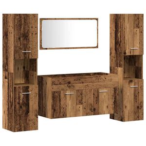 vidaXL 4-delige Badkamermeubelset bewerkt hout oud houtkleurig
