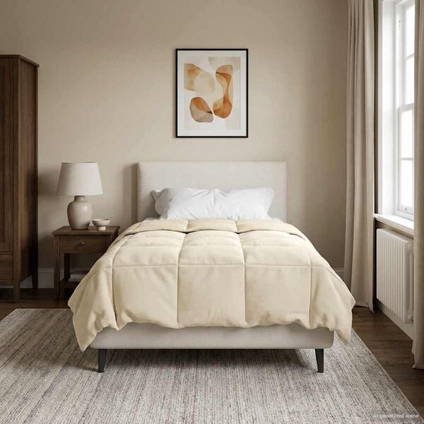 vidaXL Vol jaar dekbed Gekwilt Cr&egrave;me 155 x 200 cm Microfiber