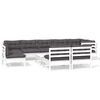 vidaXL 10-delige Loungeset met kussens massief grenenhout wit