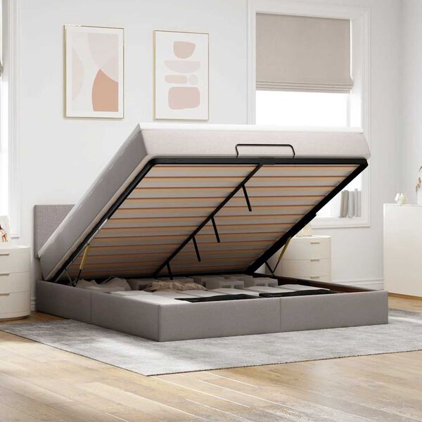 vidaXL Ottoman bed met matras en LED's 160x200cm stof taupe