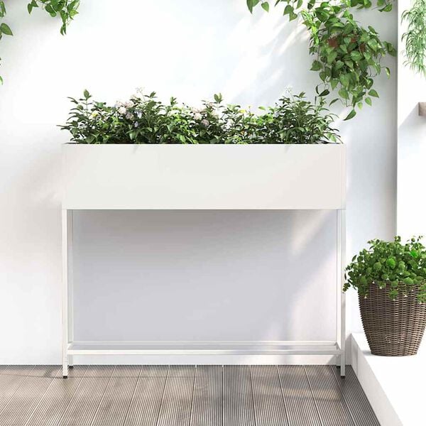 vidaXL Verhoogde Tuin Plantbak Wit 100 x 26 x 82 cm Staal