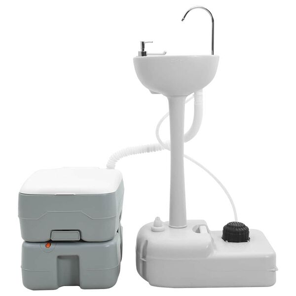 vidaXL Camping Toilet Set 2 pcs Grijs 50,5 x 33 x 103 cm