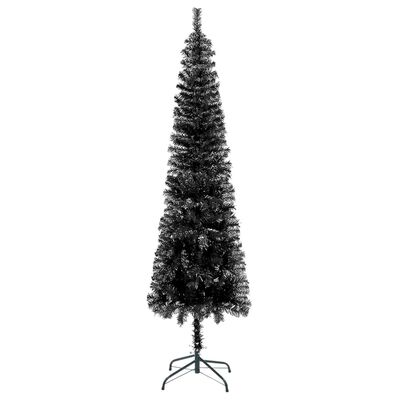 vidaXL Kunstkerstboom met verlichting en kerstballen smal 180 cm zwart